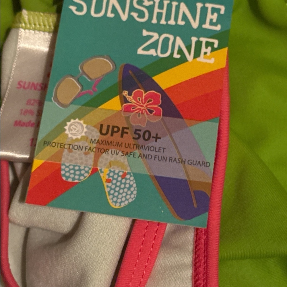 Sunshine Zone Infant Kids Green and Pink Swimsuit Size 12 Months UPF 50 NWT - Picture 4 of 4